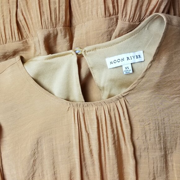 Moon River Copper A Line Fitted Waist Midi Dress Balloon Sleeves Size XS - Picture 8 of 8